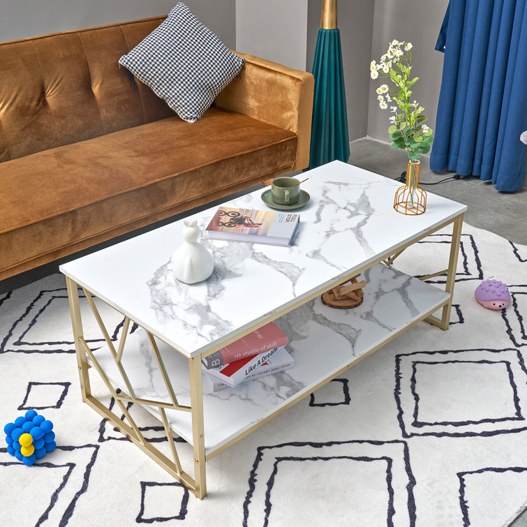 White and gold online rectangle coffee table